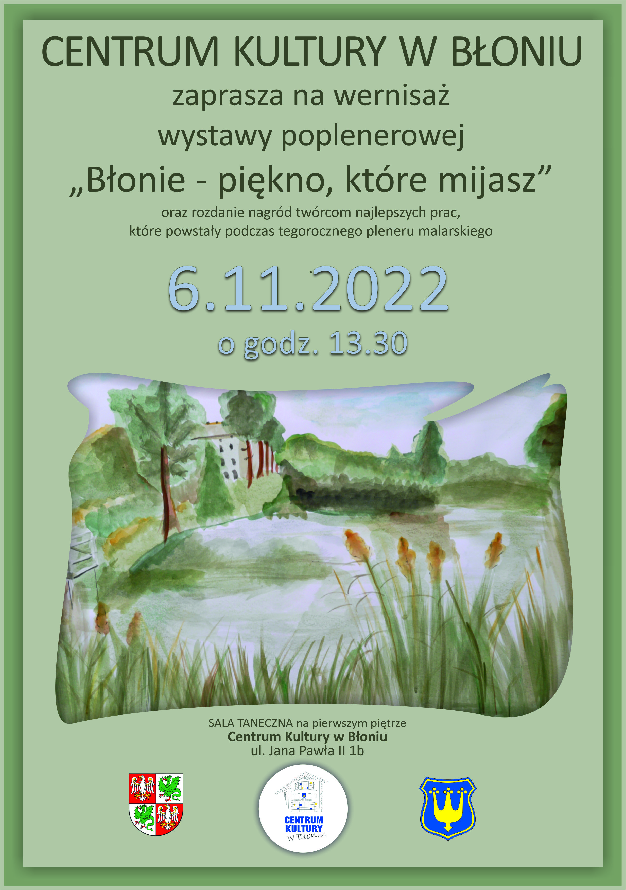Plakat zapraszający na otwarcie wystawy poplenerowej